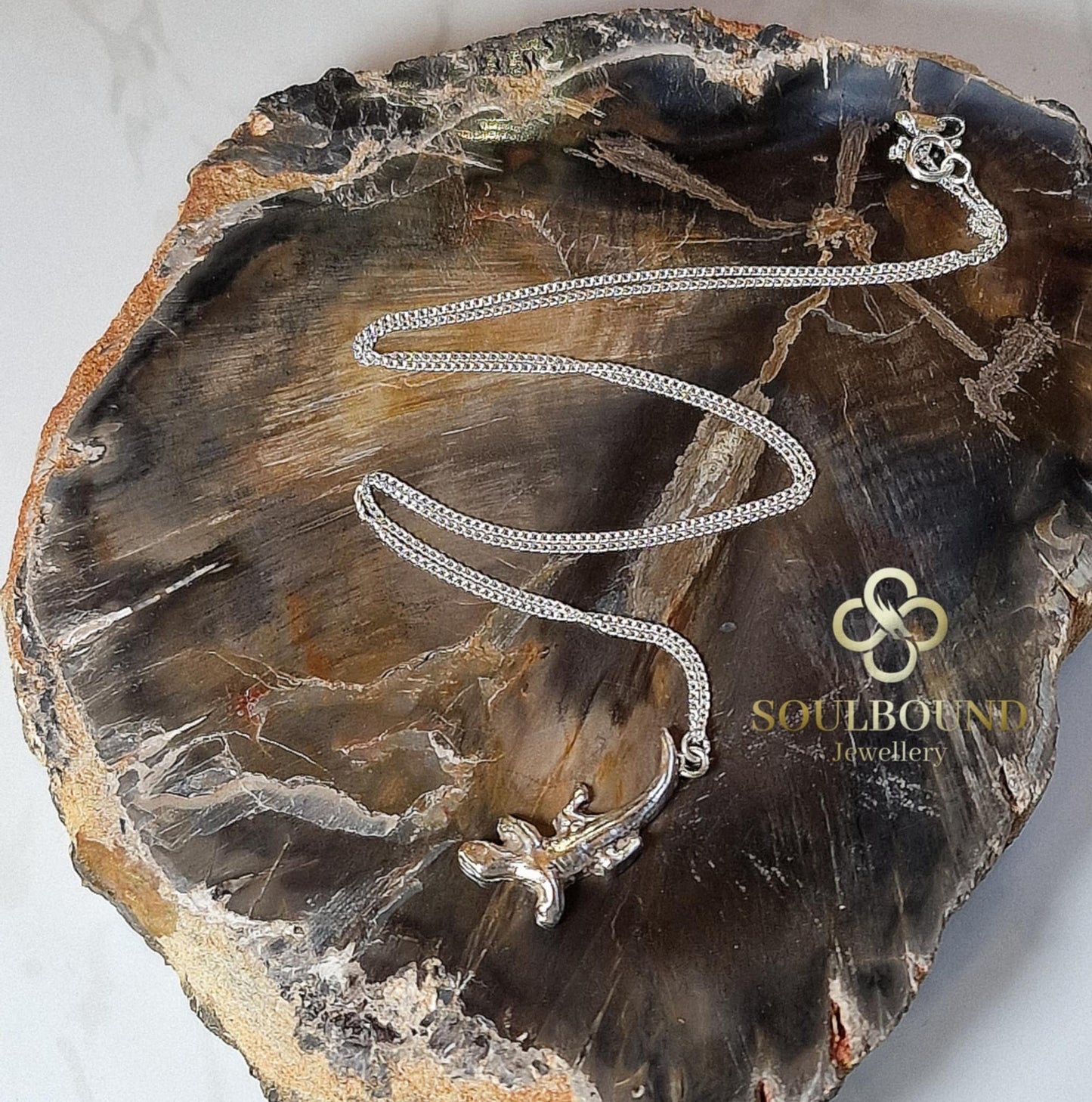 Fine Silver Lizard Necklace