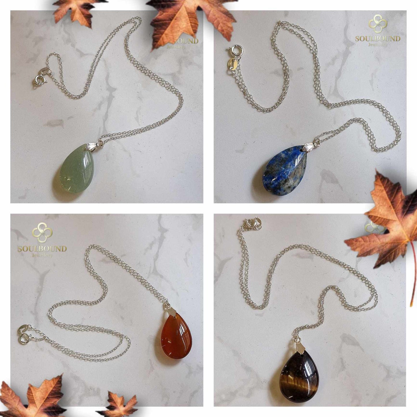 Gemstone Teardrop Necklaces
