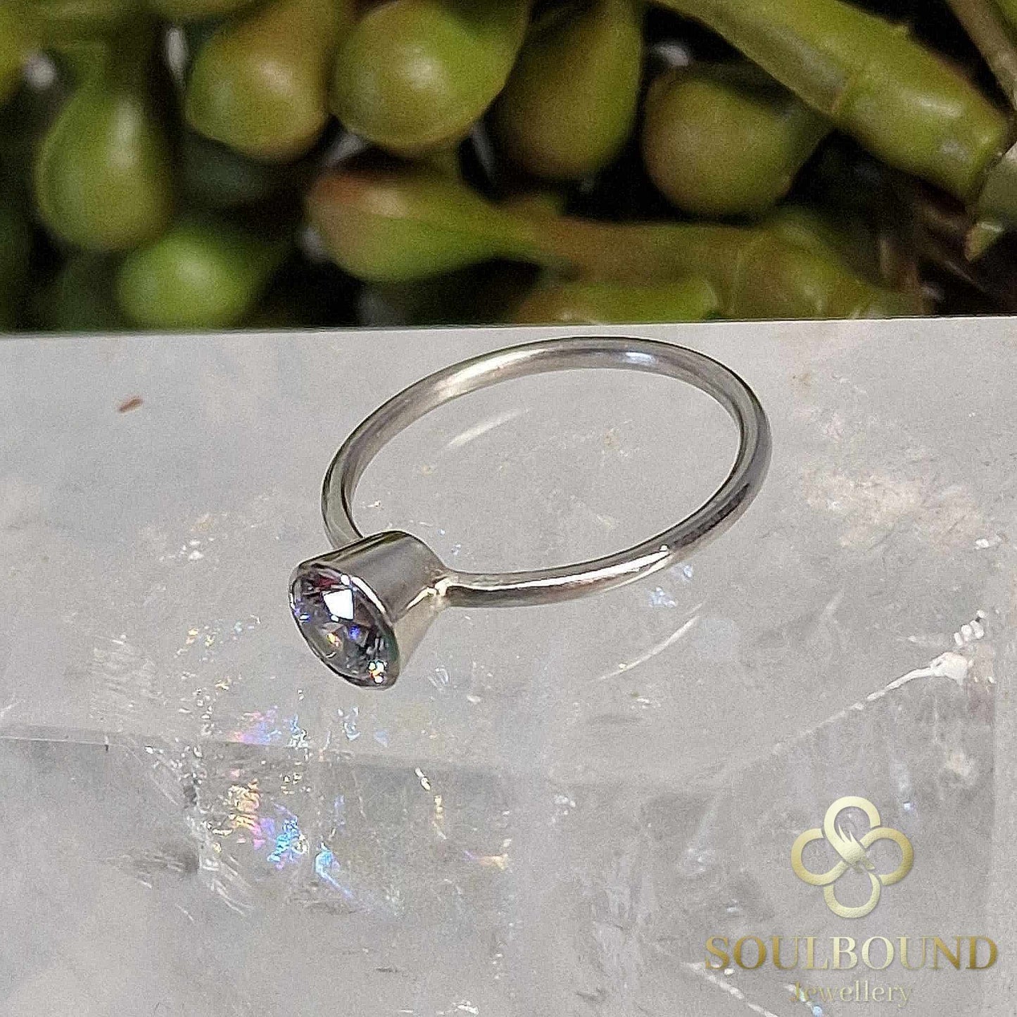 Sterling Silver Ring with Clear Cubic Zirconia