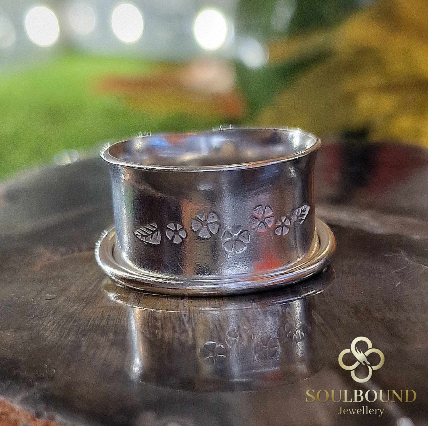 Sterling Silver Stamped Spinner Ring