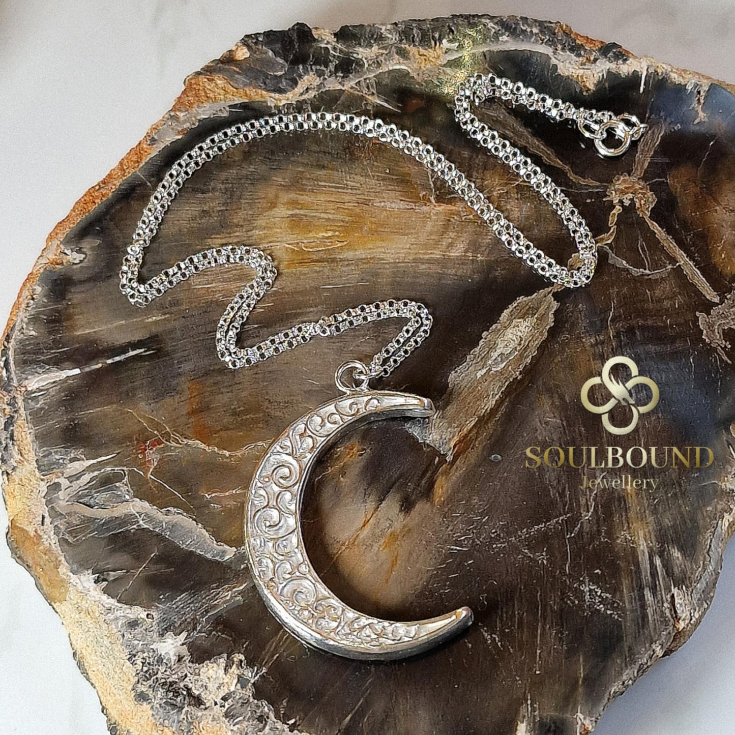 Fine Silver Moon Necklace