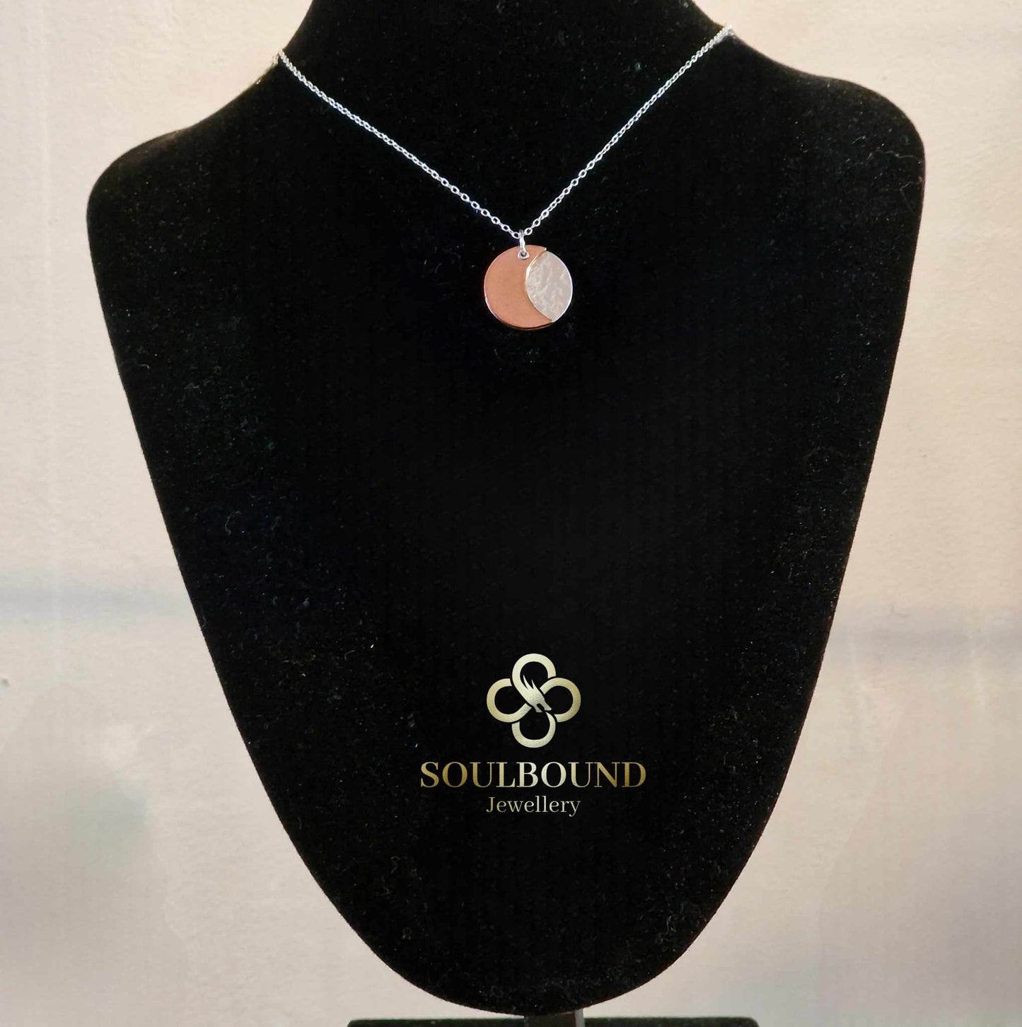Sterling Silver and Copper Moon Necklace