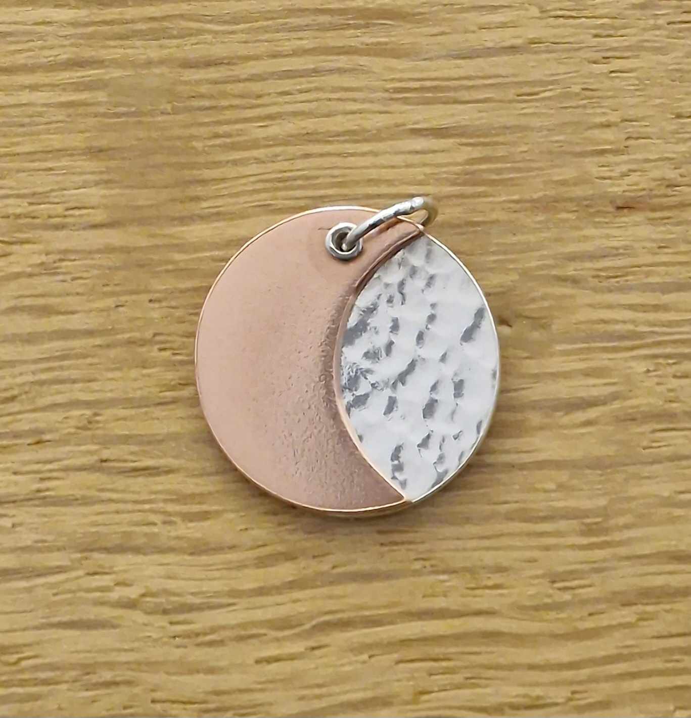 Sterling Silver and Copper Moon Necklace