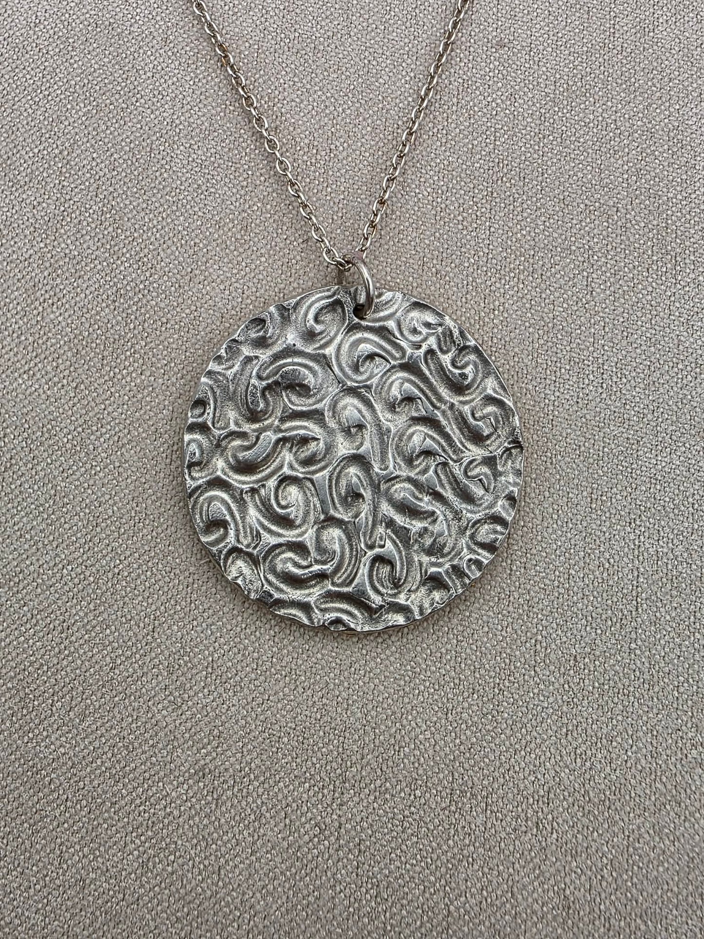 Fine silver Mandala Keum Boo Necklace