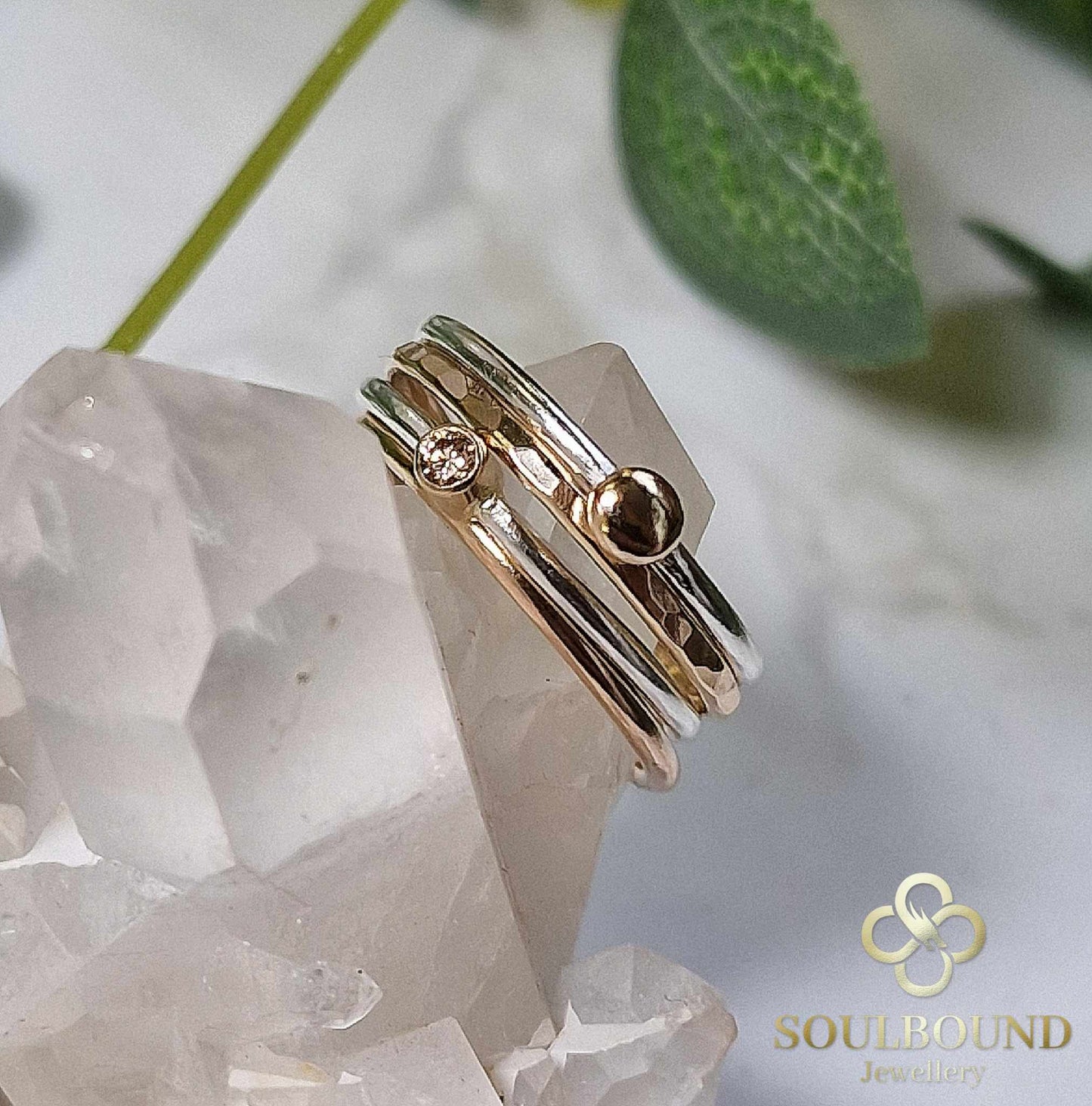 Sterling Silver and 9ct Gold Stacker Rings