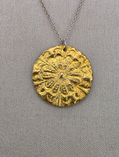 Fine silver Mandala Keum Boo Necklace