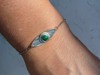 Malachite and Fine Silver Bracelet