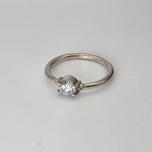 Sterling Silver Ring with Clear Cubic Zirconia