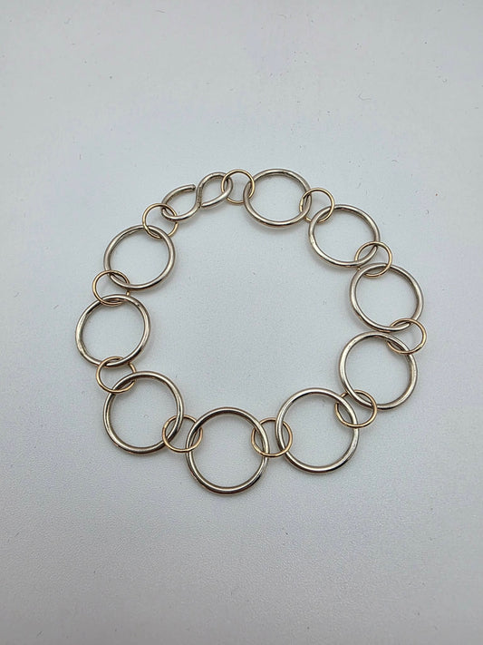 9ct Gold and Sterling Silver Chain Bracelet