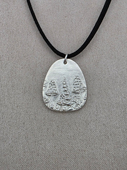 Fine Silver Fungi Necklace