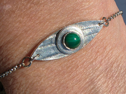 Malachite and Fine Silver Bracelet