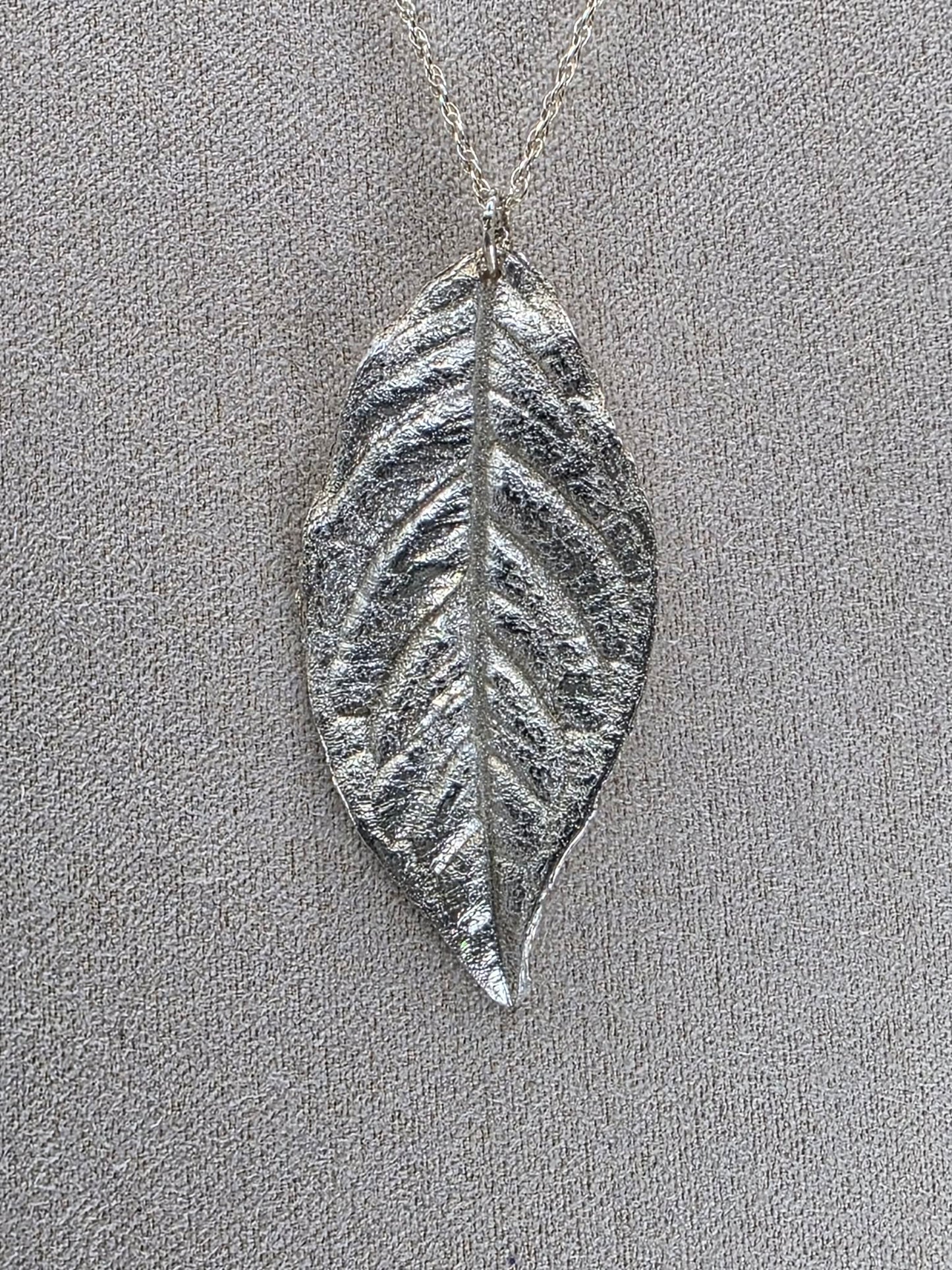 Fine Silver Leaf Necklace