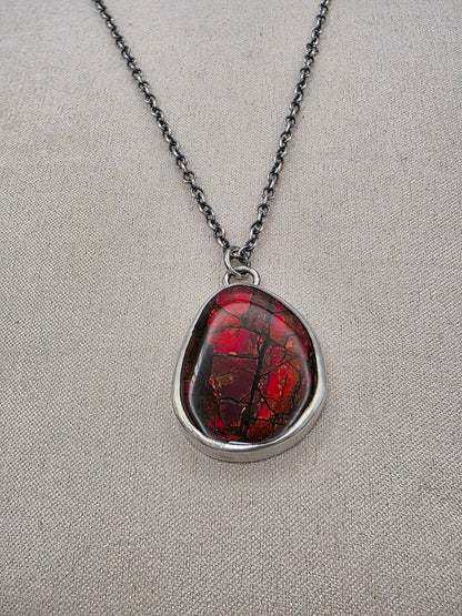 Ammolite Silver Necklace