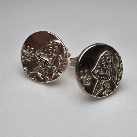 Silver Mushroom Earrings
