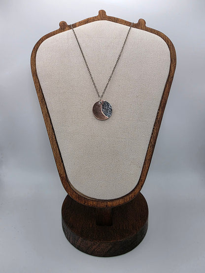 Sterling Silver and Copper Moon Necklace