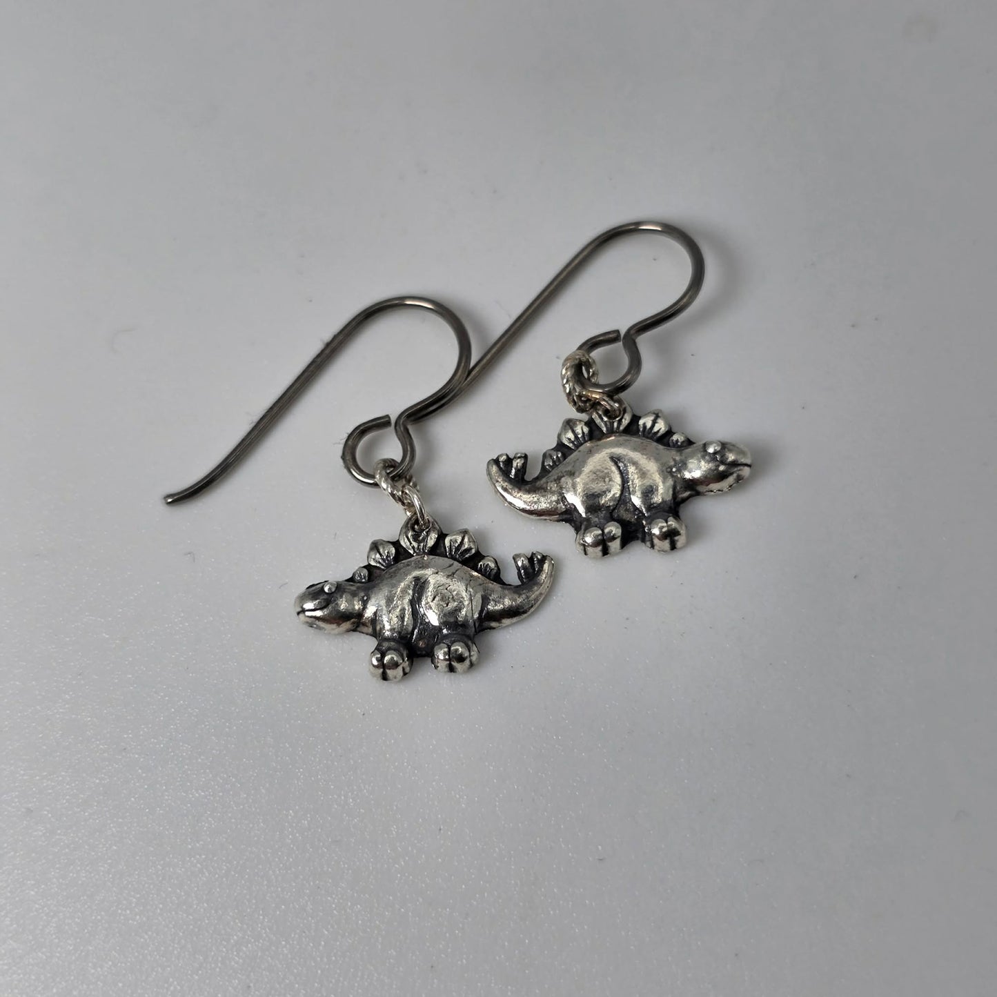 Silver Dinosaur Earrings