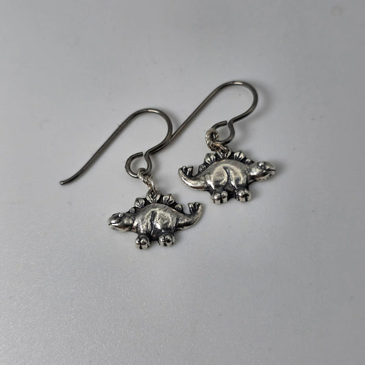 Silver Dinosaur Earrings