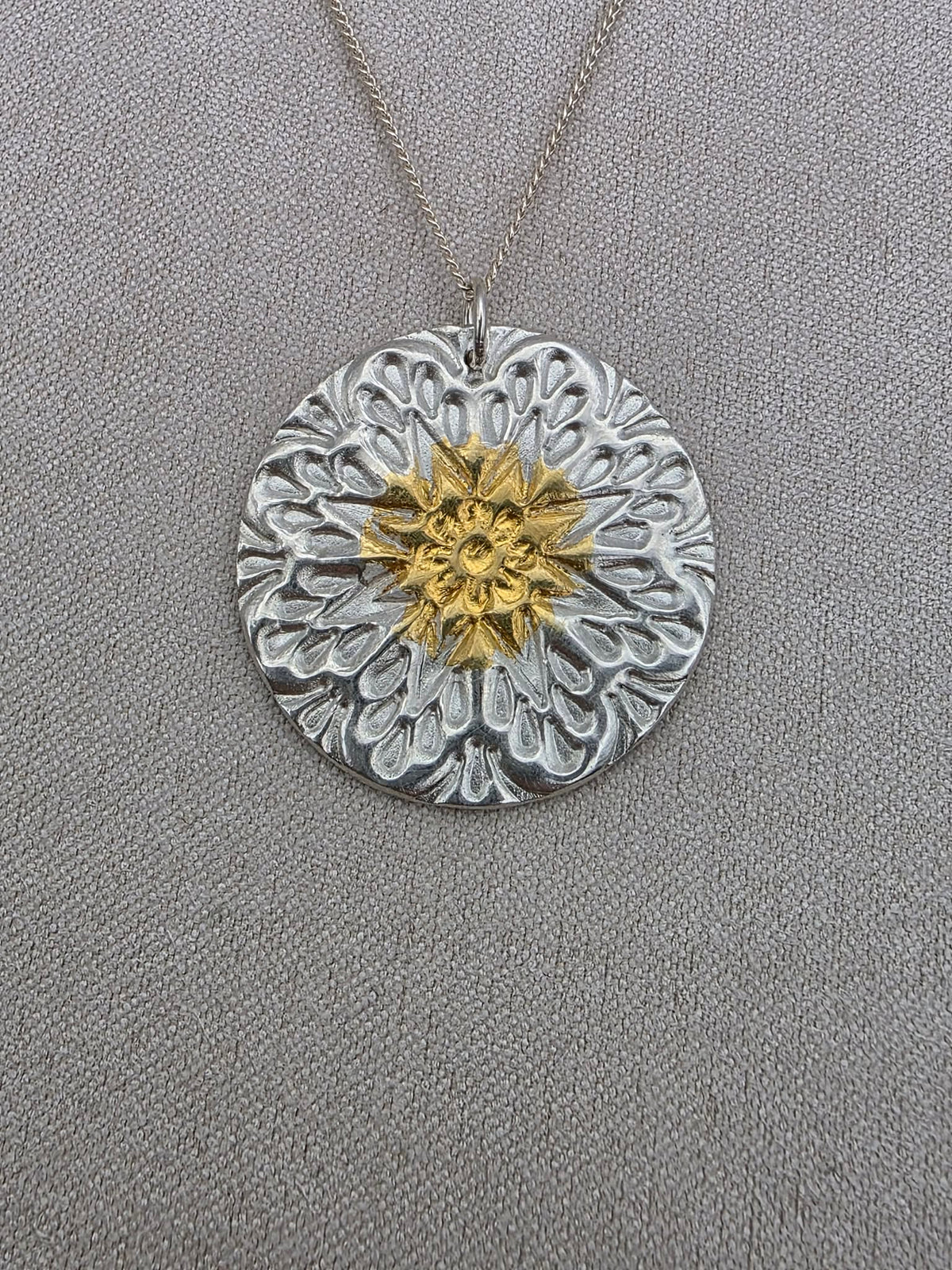 Fine Silver Mandala Keum Boo Necklace