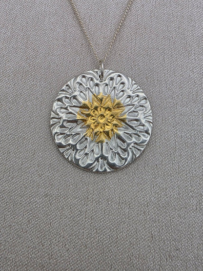 Fine Silver Mandala Keum Boo Necklace