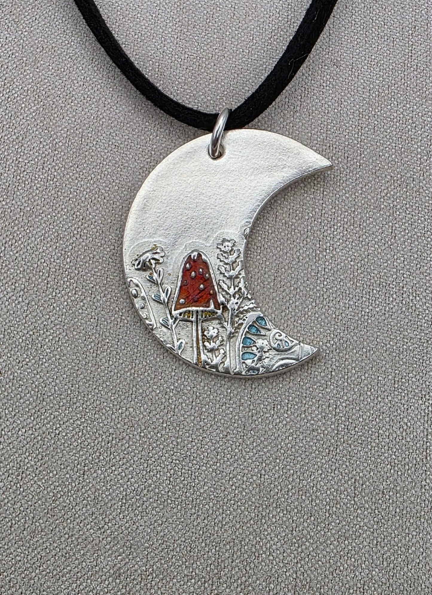 Enameled Moon Necklace