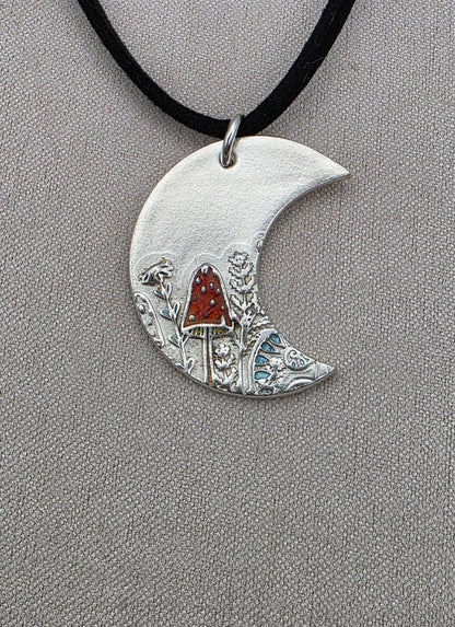 Enameled Moon Necklace